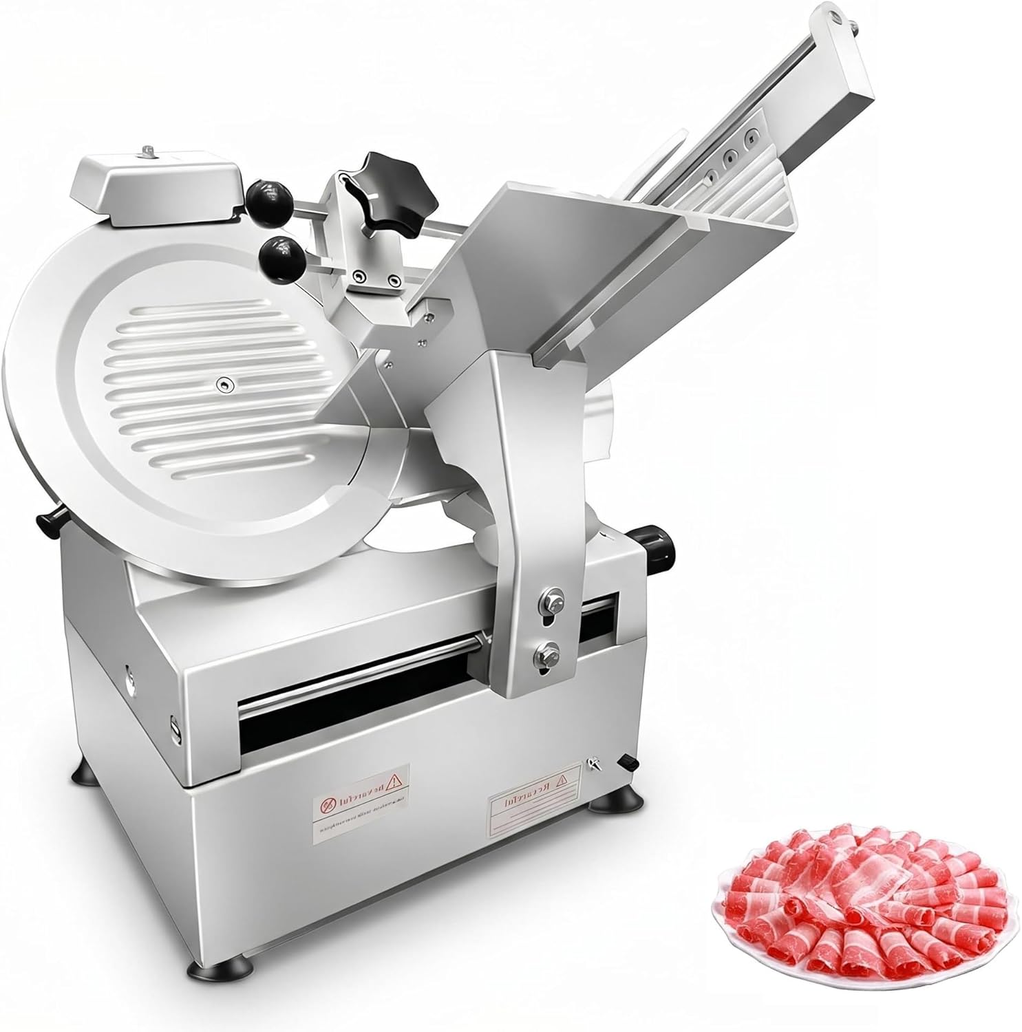 Automatic Meat Slicer, 12Inch Aluminum Alloy Electric Food Slicer, Frozen Meat Deli Slicer, 0–14mm Adjustable Thickness, for Meat, Vegetables, Hard Bread, and Cheese