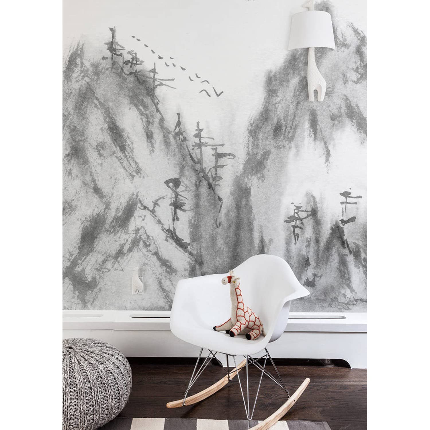 Stickers muraux montagnes brouillard 250x250 cm papier peint meuble chambre et salon
