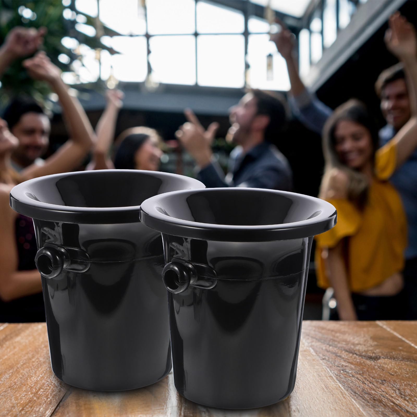 SHINEOFI Sputacchiera per Degustazione di Bevande Alcoliche in Plastica, Secchiello Ghiaccio Doppio Orecchio, 3 Pezzi, per Serate e Bar