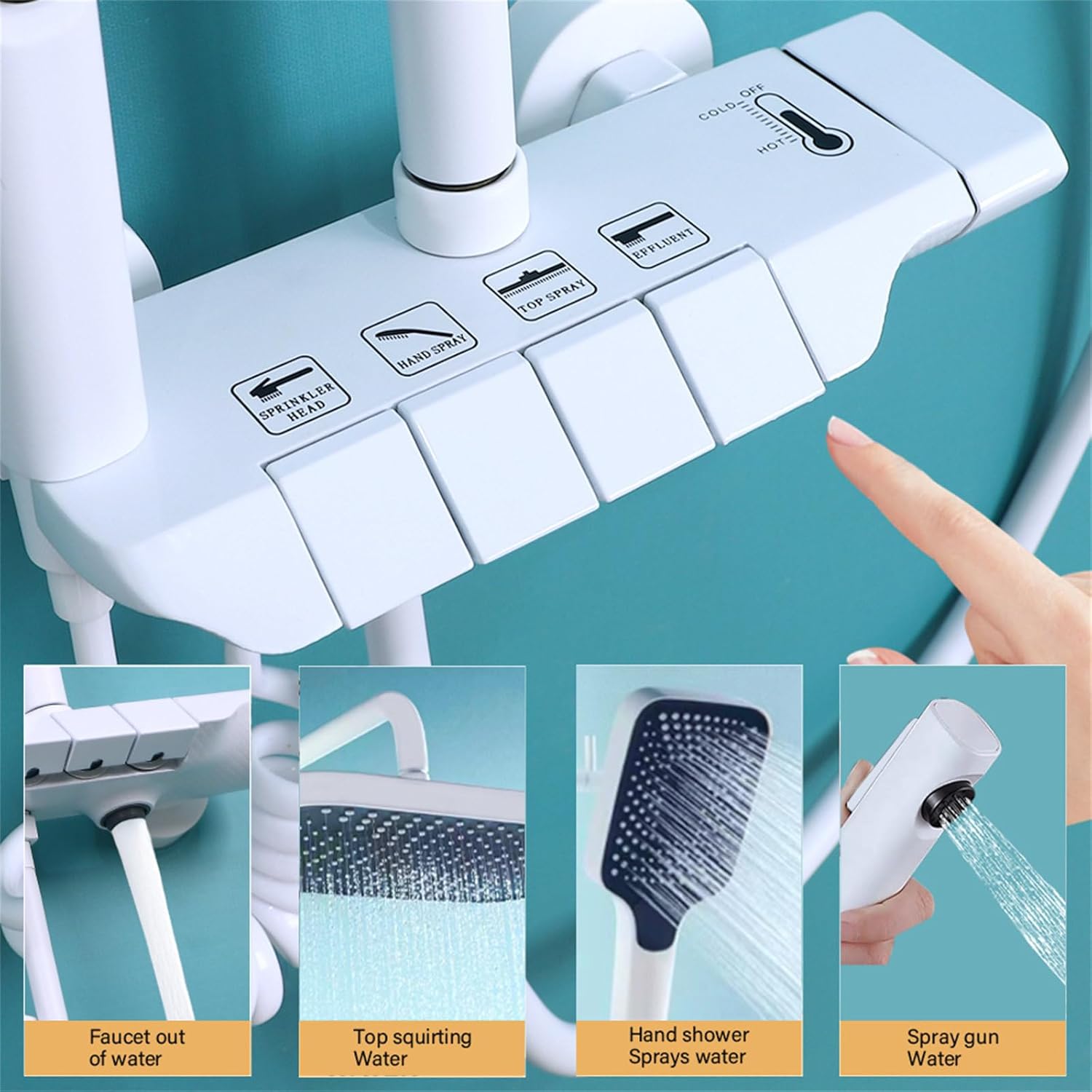 Shower System, Bathroom Shower Faucet Set Complete 4 Functions Shower Fixtures Wall Mounted Shower Kit with Valve and Rain Shower Head, 3 Functions Handheld Shower Head