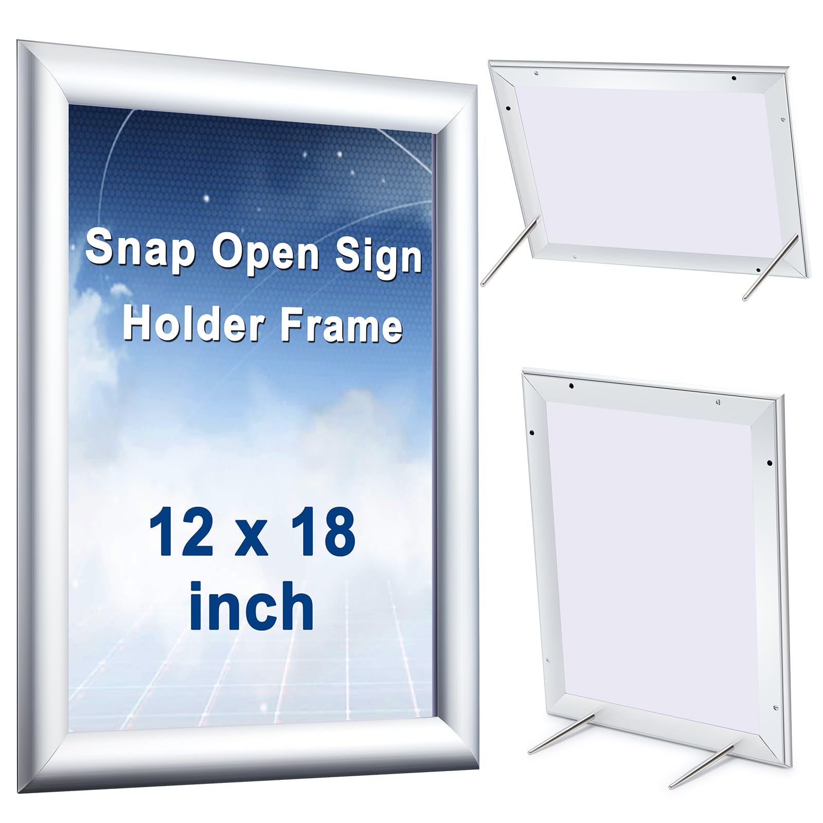 Blulu 2 Pcs Silver, 11 x 17 Inch, Front Load Easy Open Snap Frame Poster/picture Frame, Metal Snap Open Sign Holder, Wall Mount or Tabletop
