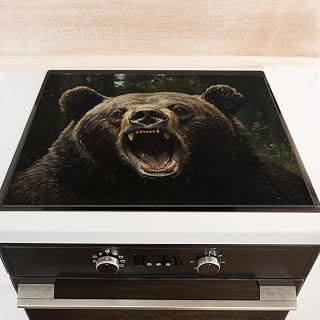 Silicone Stove Mat for Glass Top Stove, Majestic Howling Bear Electric Stove Cover Mat, 28 x 20 Inch Heat - Resistant Gas Gtove Burner Covers Glass Stove Top Protector