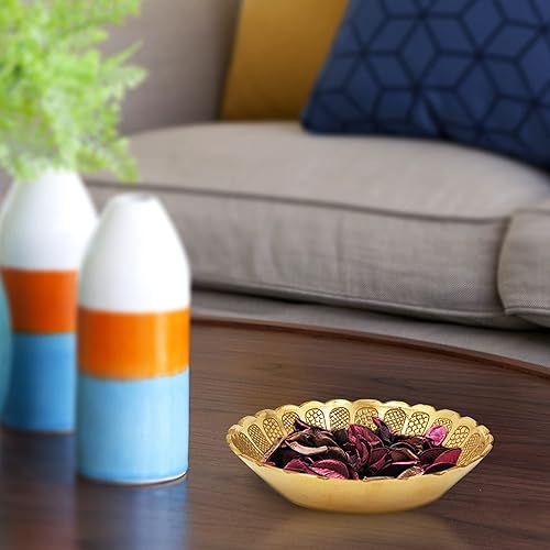 Miniatura 5 de Shubhkart Juego de platos Nakshi de latón macizo para puja, decoración y regalo ideal (4.3 in, 3 unidades, latón macizo)