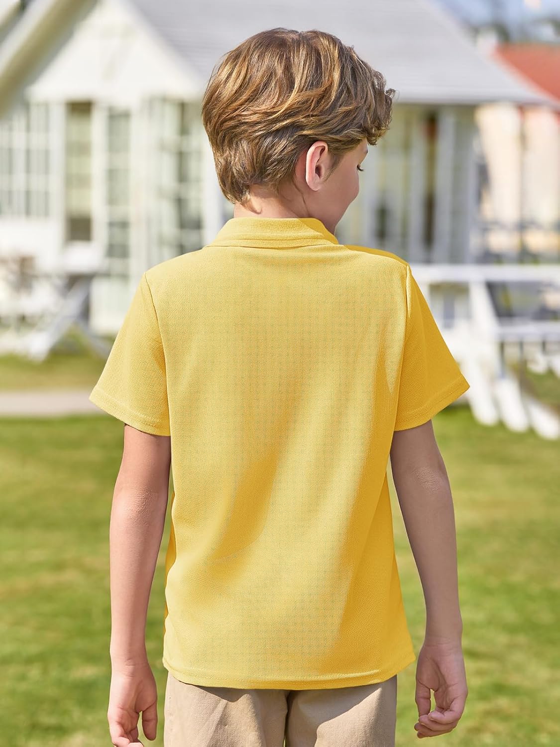 Haloumoning Boys Short Sleeve Polo Shirt Kids Collared School Uniform Shirts 5-14 Years - Image 5