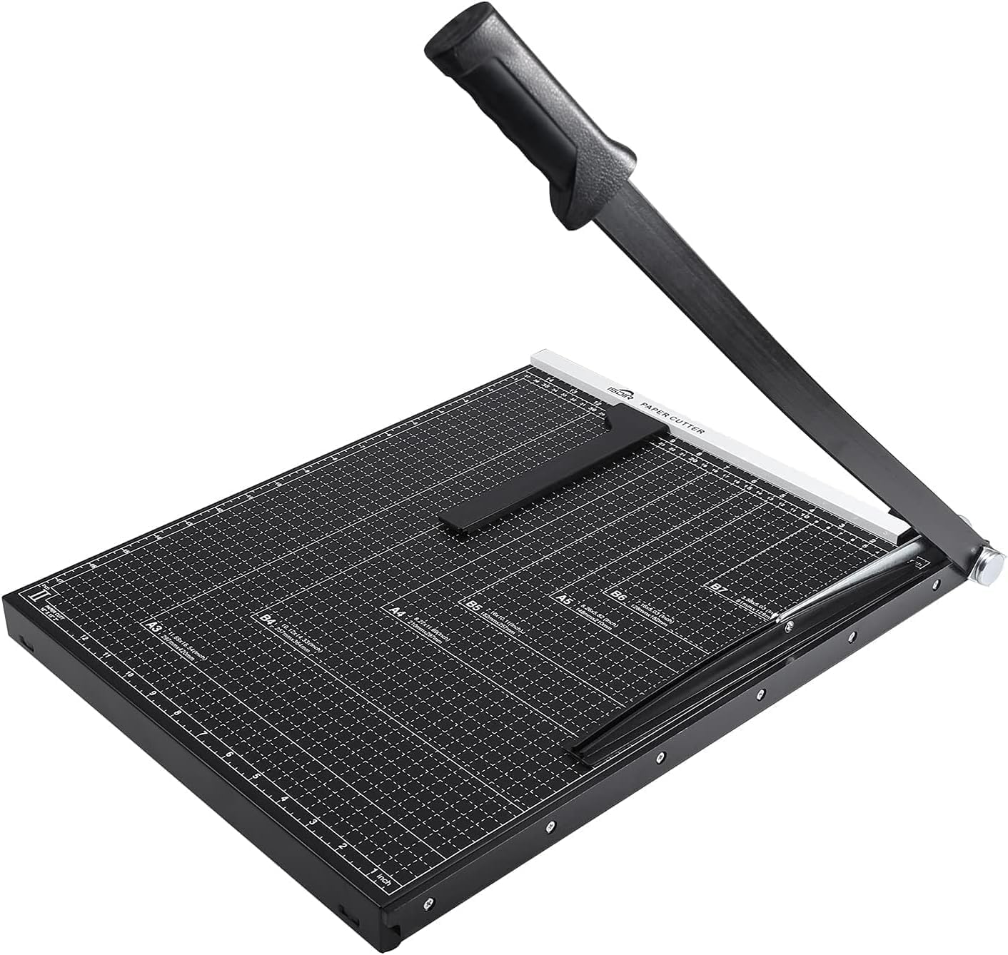 ISDIR Guillotine Paper Cutter 18" with Integrated Pressure Bar – Heavy Duty Metal Base, 15 sheet Capacity, Magnetic Guide & Safety Guard – Precision Trimmer for Cardstock, Crafts, DIY, Photos & Office