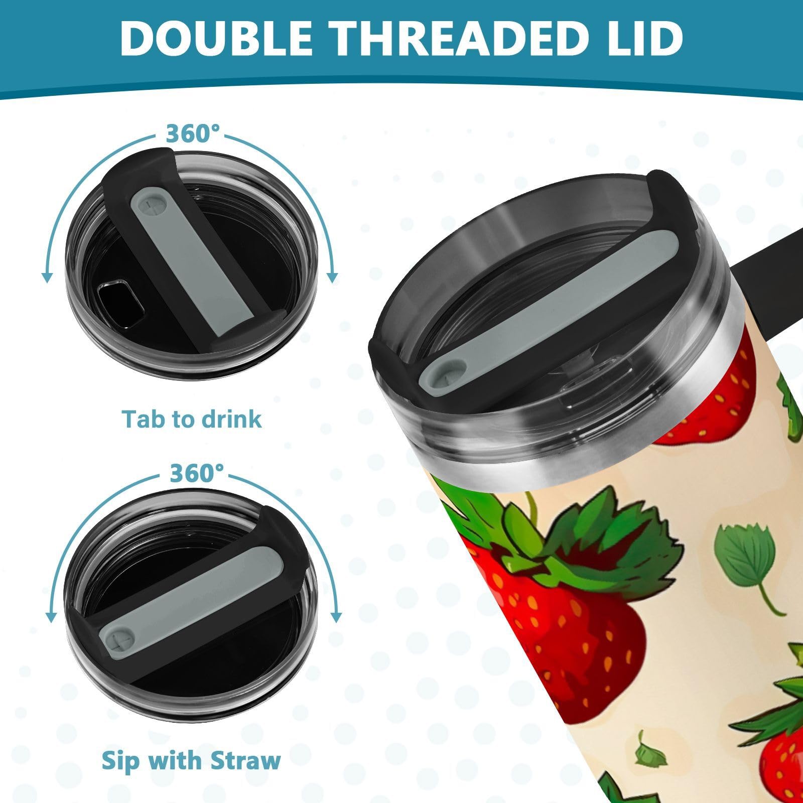 Amazon.com: Blueangle 40oz Strawberry Pattern Tumbler with