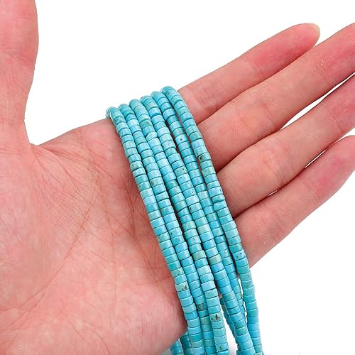 Miniatura 2 de BEADIA Cuentas Espaciadoras de Turquesa Azul Natural Semipreciosas para Hacer Joyas con Encabezados Sueltos 4mmx2mm 38cm