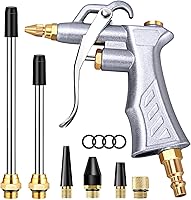 JASTIND Industrial Air Blow Gun with Brass Adjustable Nozzle & 2 Steel Extensions - Powerful Pneumatic Dust Blower for Compressors