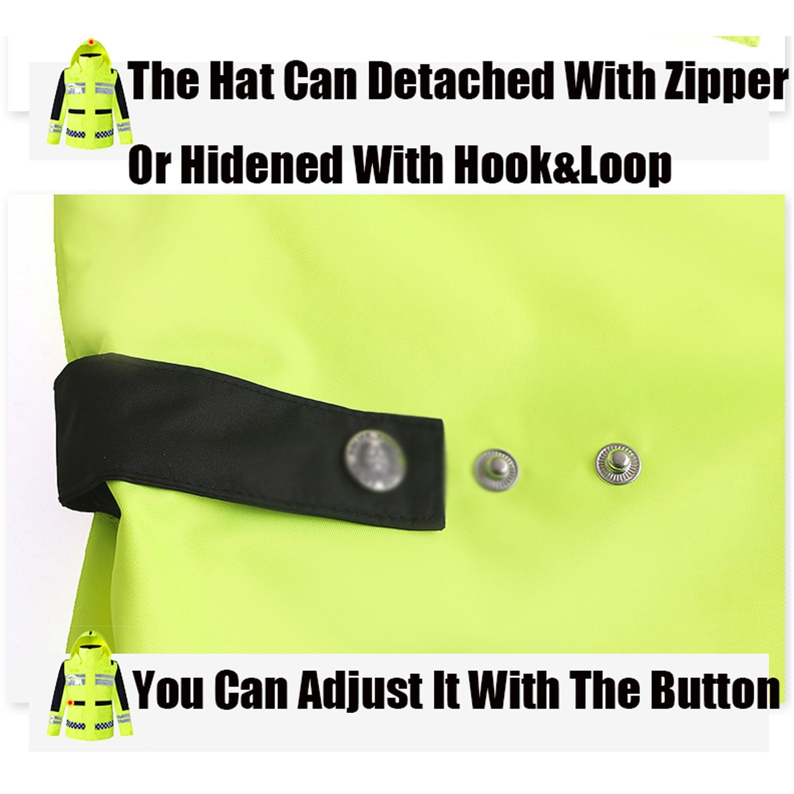 Chaleco reflectante de alta visibilidad, Chaleco impermeable reflectante con capucha de alta visibilidad for hombre, amarillo, varios tamaños