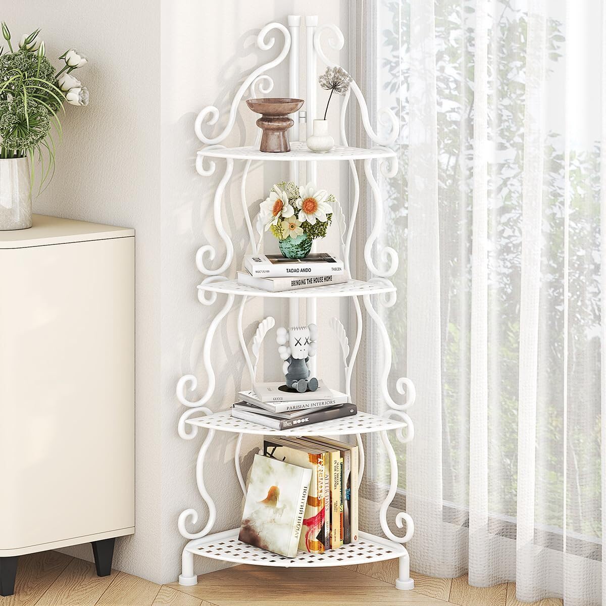 Frilla Scaffale Angolare Elegante – Struttura in Ferro, Design Moderno, 40×103 cm, Facile da Montare, Ideale per Bagno, Soggiorno e Camera da Letto | SHELVIA