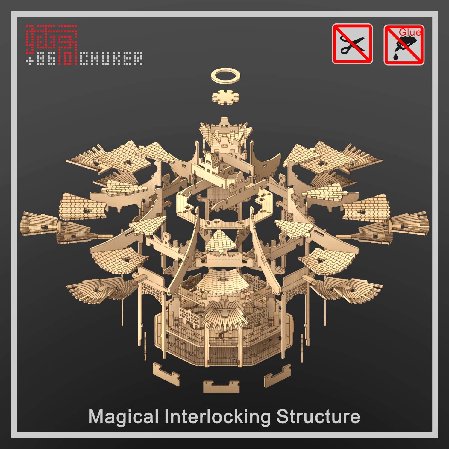 scale 125 ancient Chinese architecture model kit mortise and tenon