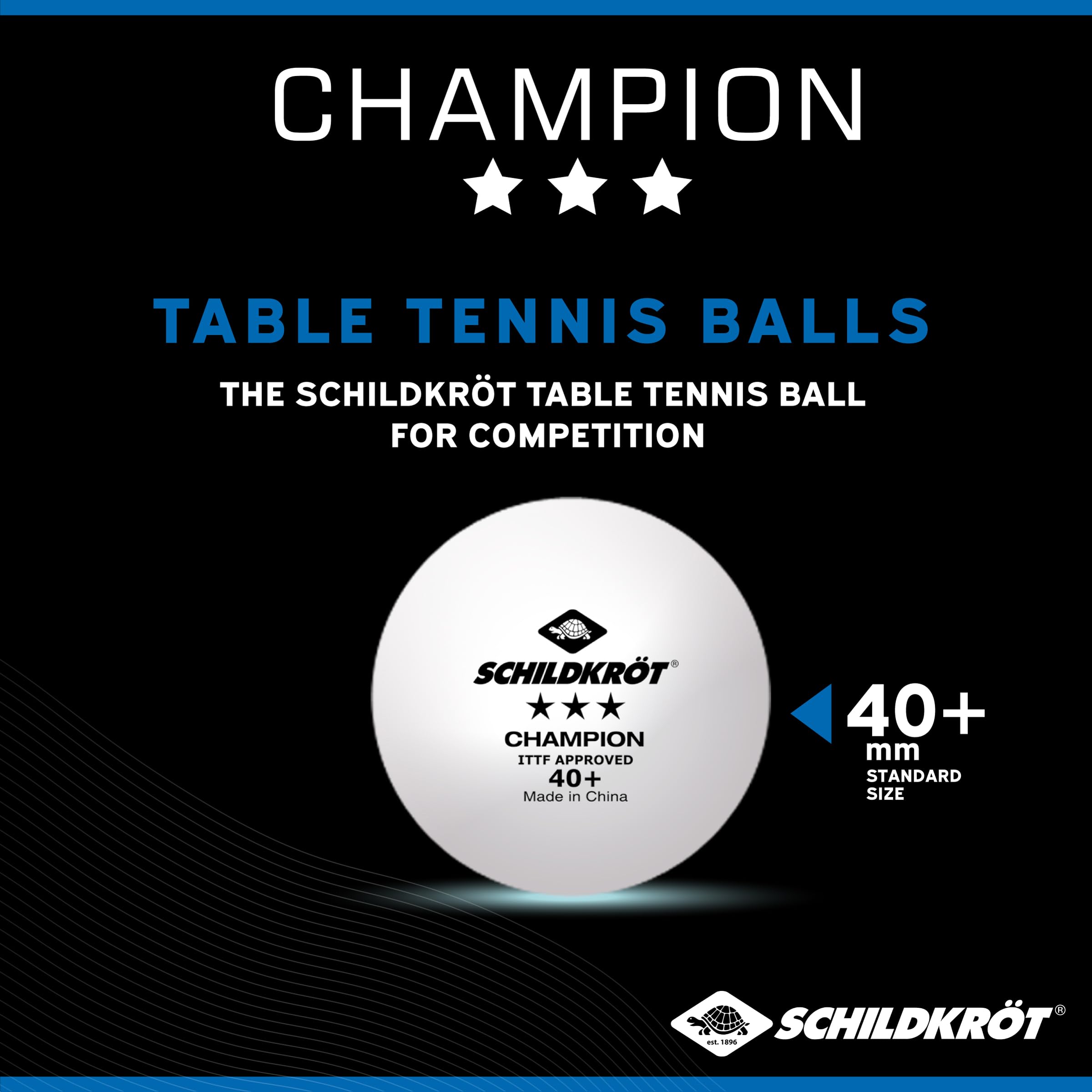 Donic-Schildkröt Pelotas de Tenis de Mesa Champion 3 Estrellas ITTF Poly 40+ 3 Piezas Blanco