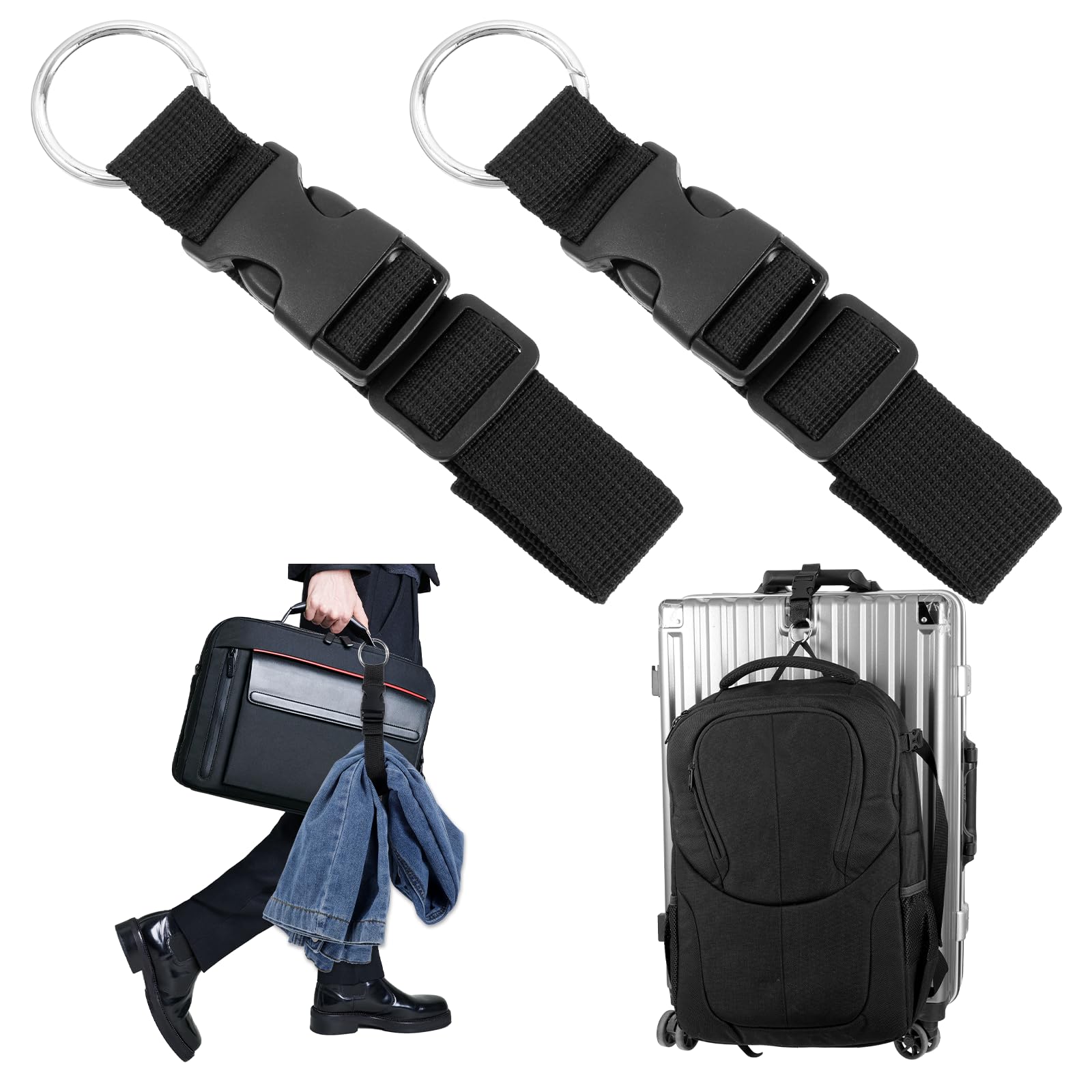 Correas Para Equipaje Correas De Equipaje, Paquete De 2 Correas De Maleta De Viaje De Alta Elasticidad, Manos Libres, Correa De Equipaje Ajustable Y Portátil Para Maletas, Bolsas Elásticas Con Hebillas (negro
