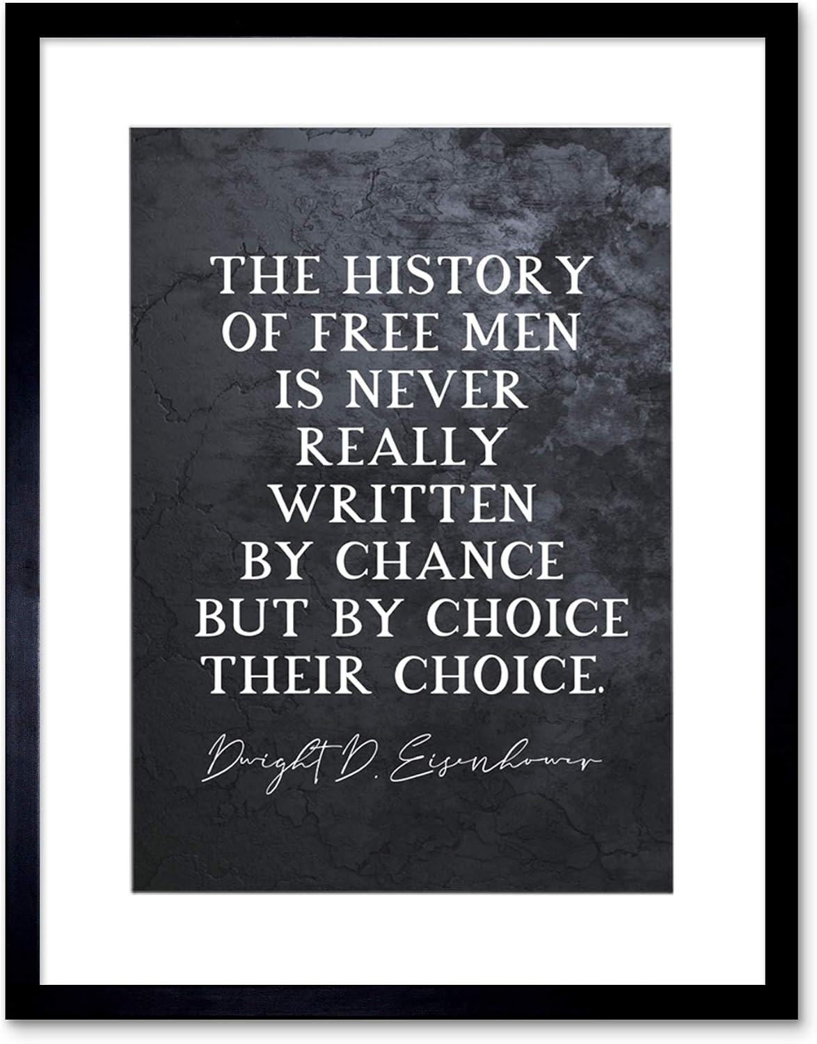 Artery8 Slate Quote Eisenhower History of Free Men Artwork Framed Wall Art Print 12X16 Inch