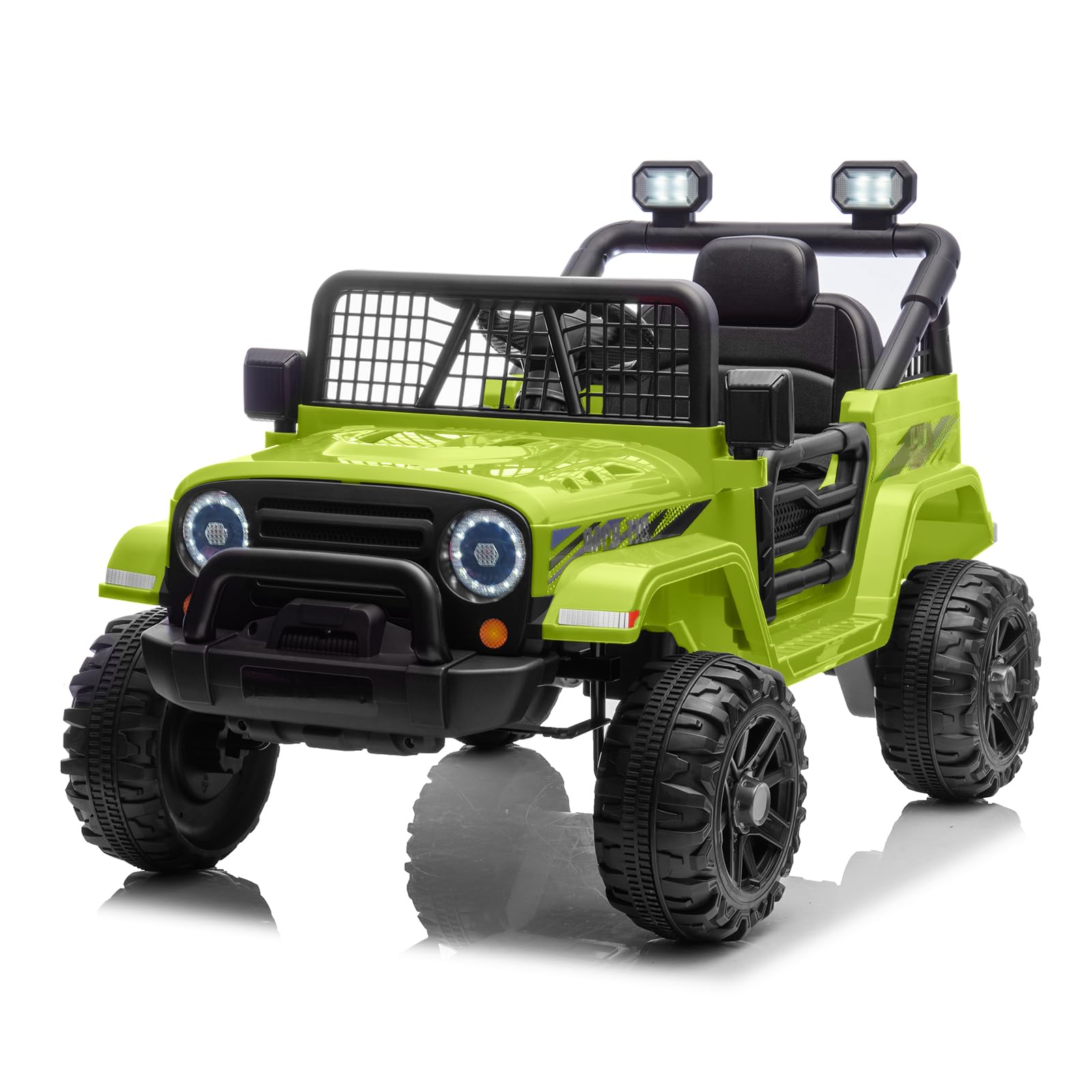 CoolGrows Ride on Car, Electric Cars for Kids, 12V Electric Ride-on Toy with Remote Control, LED Lights, Music, Radio, 2 Speed Modes Smooth Start for 3-6 Years Old, Max Weight 25KG - Green