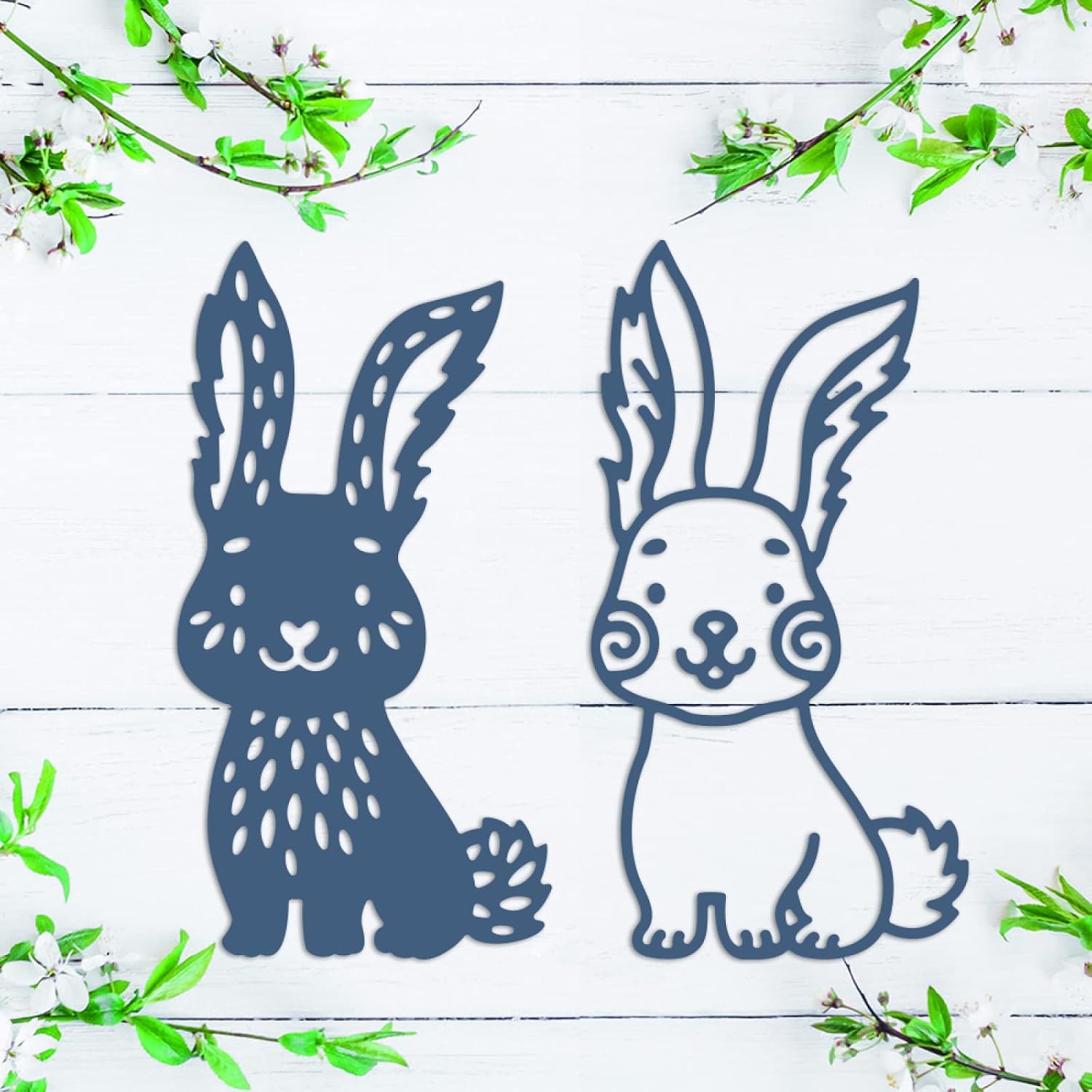 Briartw 2 Pcs Rabbit Bunny Happy Easter Metal Cutting Dies Set DIY Scrapbooking Embossing Stencils Card-Making,Album,Die-cuts DIY Paper Greeting Gift Cards
