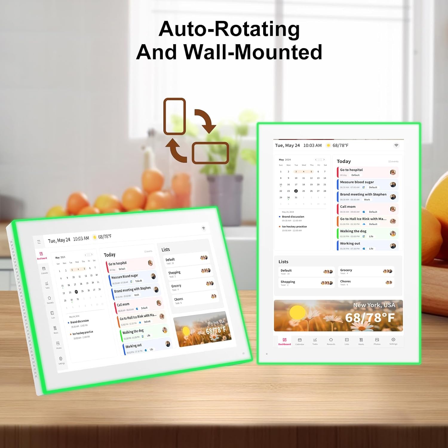 Akimart Calendar: 10.1-inch Wall Planner Digital Calendar & Chore Chart With LED Reminder, Smart Touchscreen Interactive Display for Family Schedules, Hearth Display Digital Calendar, Great for Organizing Your 2026 Year