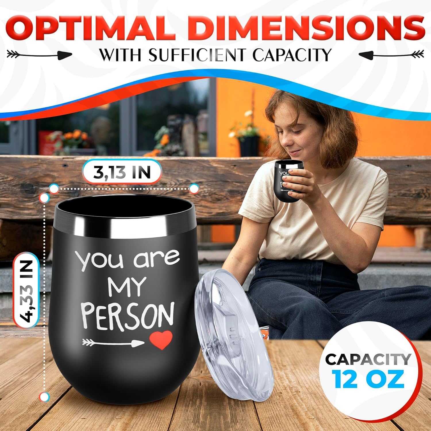 Wine Tumbler for Hot Drinks - You are My Person Wine Tumblers for Women Birthday Gifts for Women Insulated Tumblers with Lids - Best Friend Tumbler Insulated Coffee Mug Tumbler 12oz Tumbler with Lid