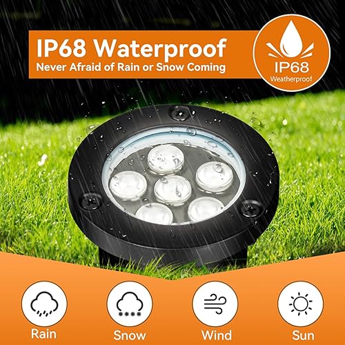 Miniatura 2 de Luces LED de paisaje de 6 W, luces de pozo de 120 V, IP68, impermeables, 5500 K, luces blancas frías para exteriores, para patio, jardín, camino,