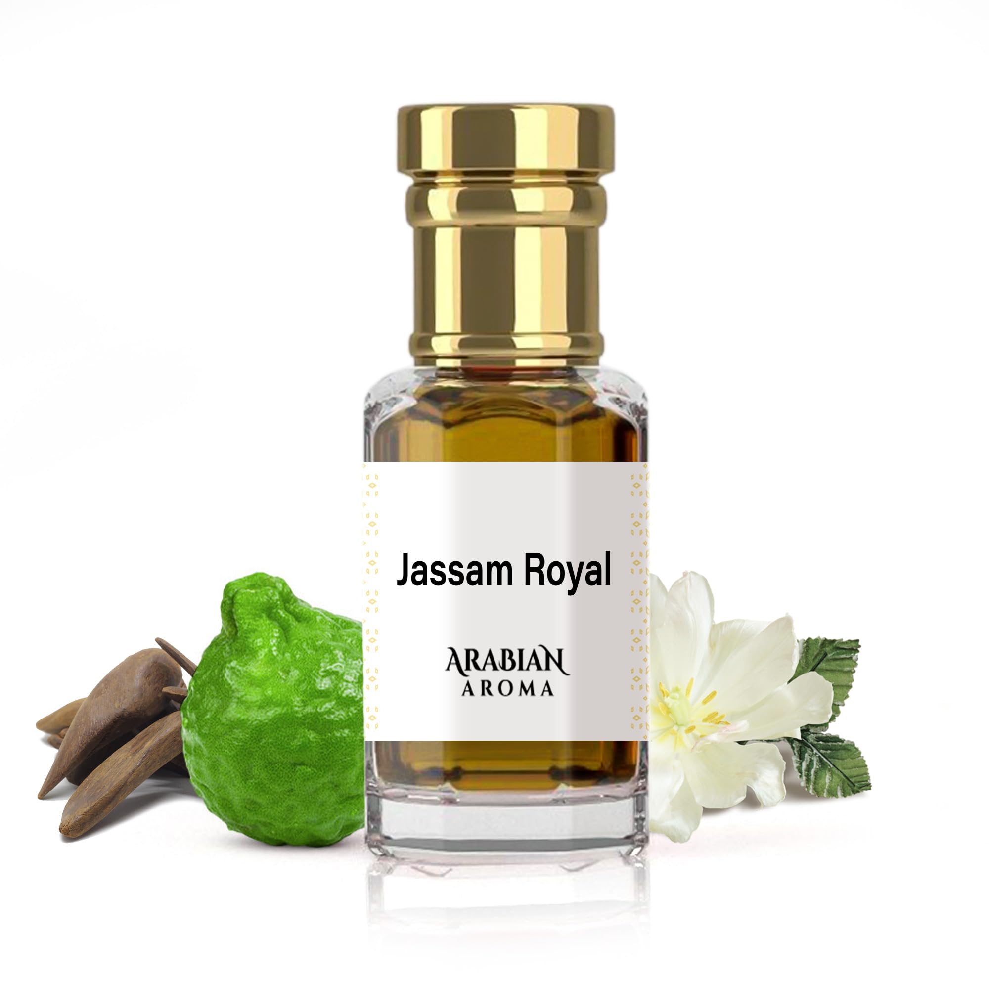 Arabian Aroma Jassam Royal Attar | Bergamot & Oud Fragrance with Leather & Musk | Long-Lasting Alcohol-Free | 100% Perfume | Oil-Based Itra Perfume for Men & Women (6ml)