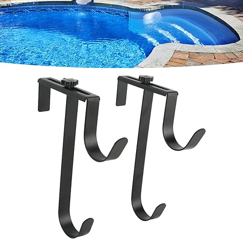 Miniatura 2 de Fdit 2 ganchos ajustables para postes de piscina, ganchos de metal de hierro para poste de piscina, accesorios de piscina para postes de piscina,