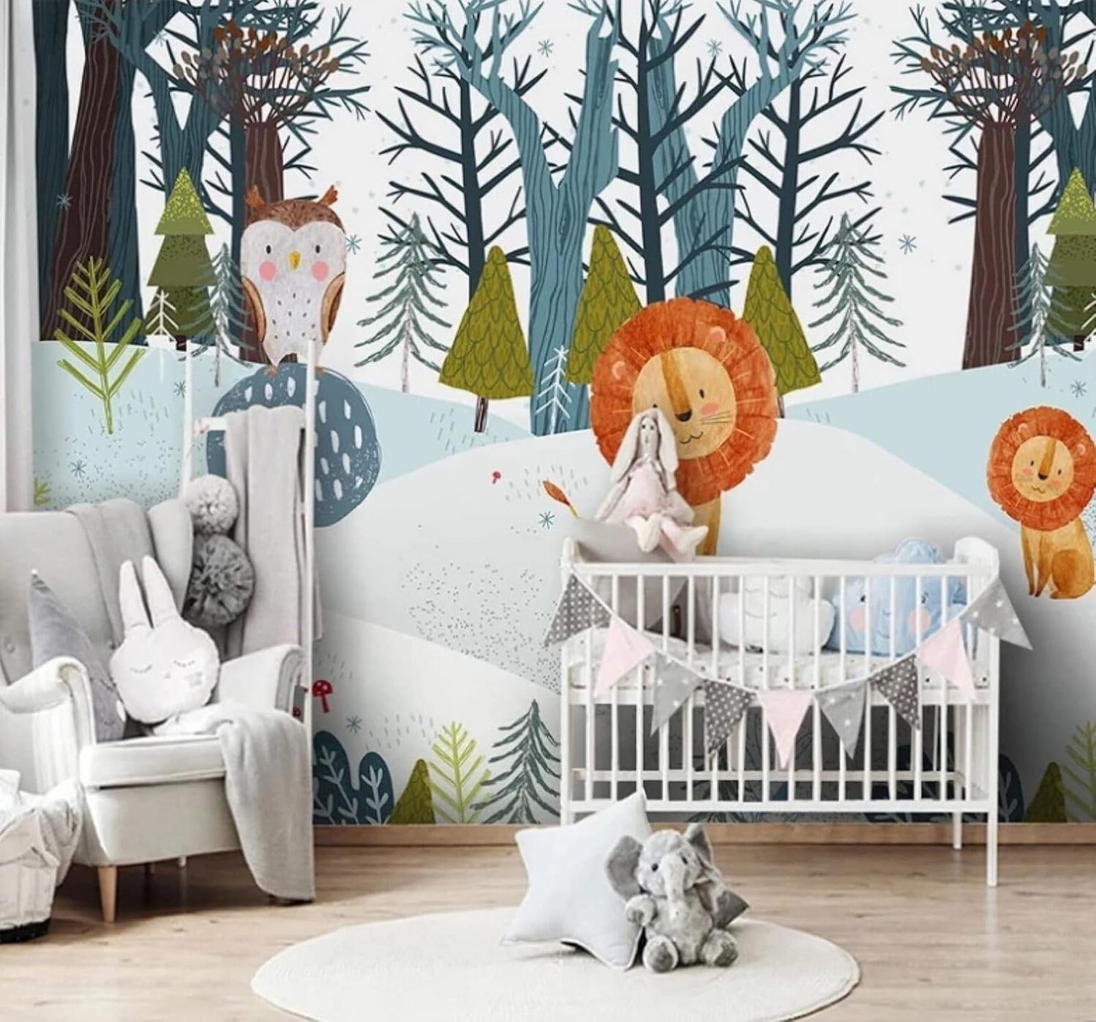XLMING Cartoon Forest Animals Owl Lion 3D Wallpaper Luxury Home Dining Decor Paste Sofa Living Room The Wall for Bedroom Mural-430cm×300cm