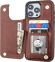 Vista 16 de ONETOP - Funda compatible con iPhone 15 Pro Max con soporte para tarjetas, funda de piel sintética con ranuras para tarjetas, doble cierre magnético