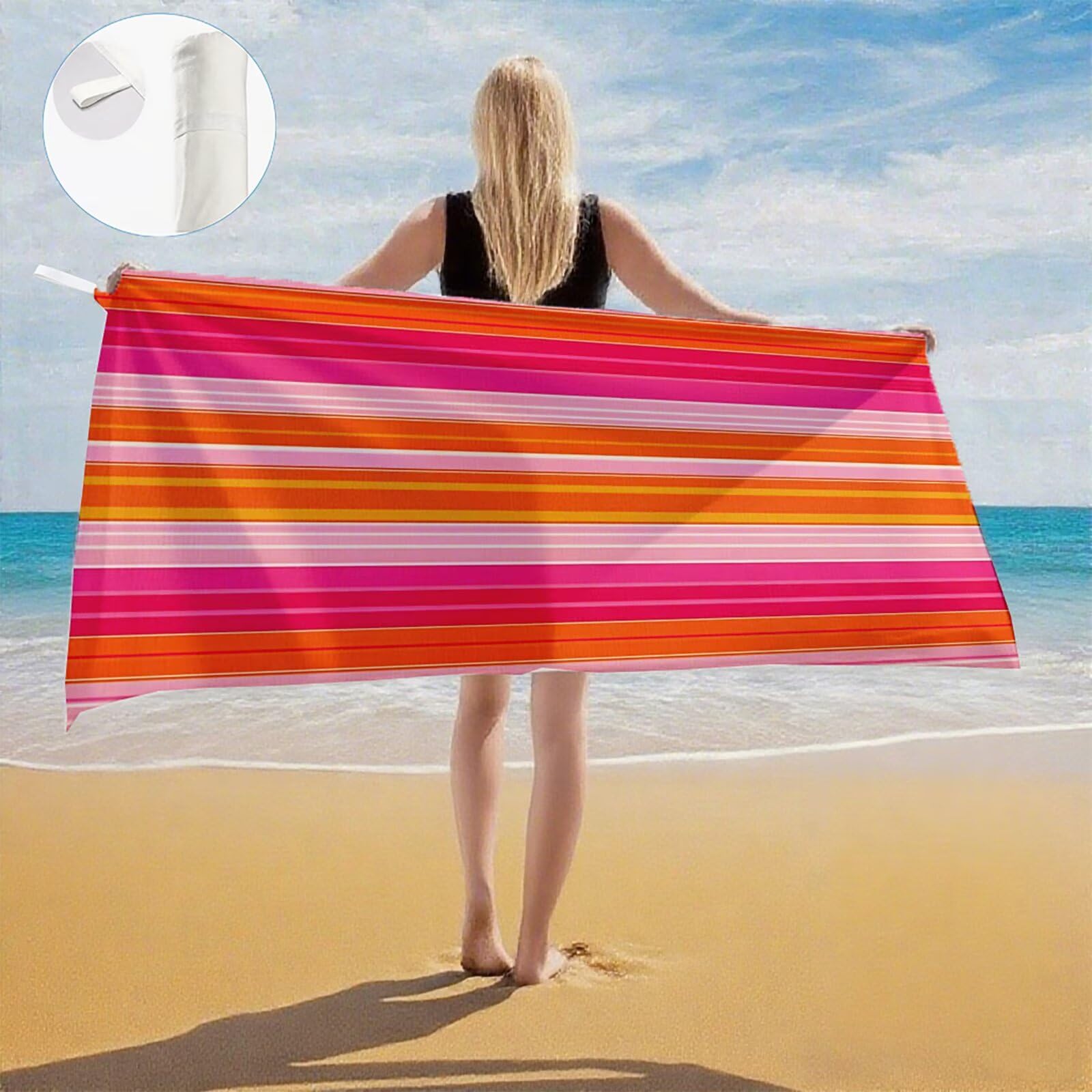 Toallas de Playa Microfibra Raya Toalla Playa Grande 180x90 cm Mujer Hombre Secado Rápido Absorbente Toallas Gimnasio Suave Sin Arena Ligera Toalla Microfibra para Playas Piscina Viajes Camping Q-666