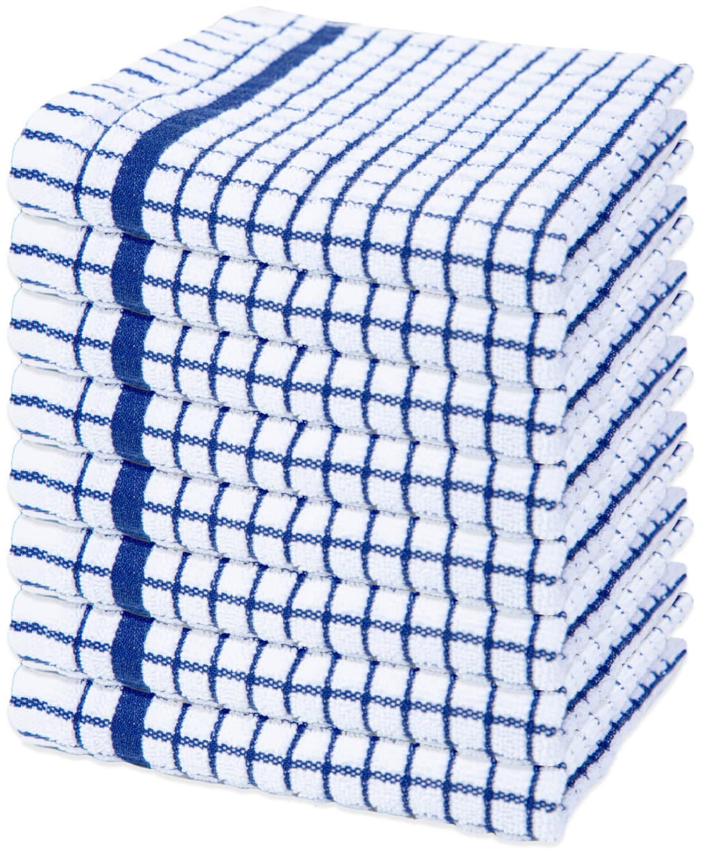 Mono Check Terry Tea Towels Pack of 4,6 & 12 (46 cm x 65 cm) 100% Egyptian Cotton Super Soft Dish Cloth Wonder dry Kitchen Towels Dish Cleaning Drying Cloth (6, Royal Blue)