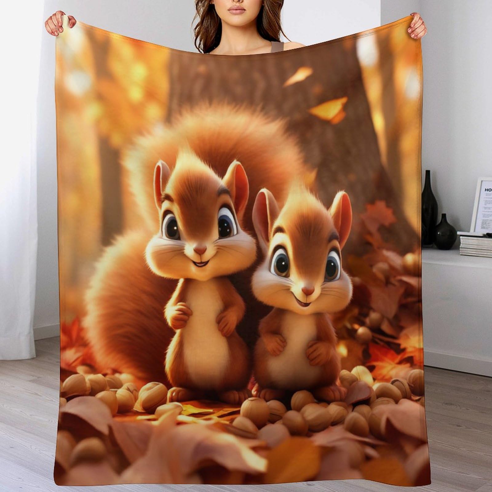 Couverture écureuil mignon en flannel pour des soirées cocooning devant la télé