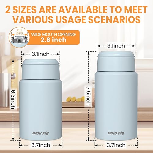 Miniatura 3 de Paquete de 2 termos para sopa para alimentos calientes para adultos, tarro de alimentos aislado, contenedores de almuerzo térmicos al vacío de acero