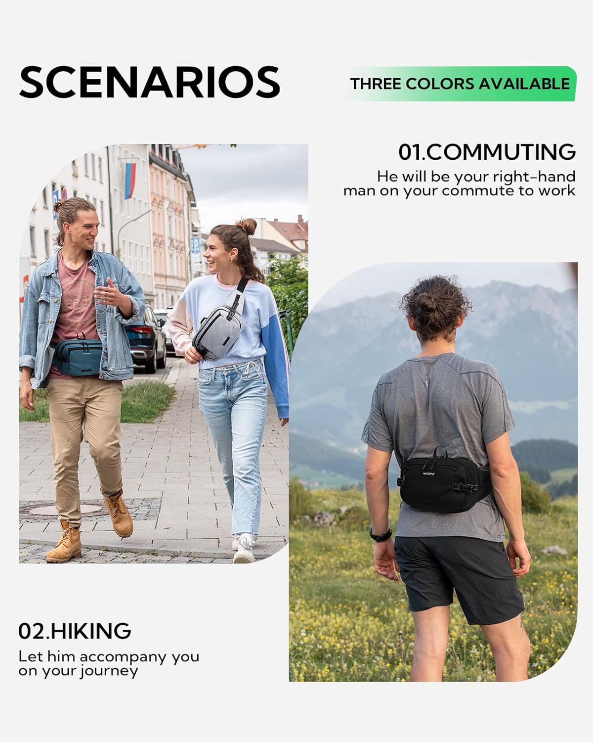 WATERFLY 3L Large Fanny Pack, 180° Opening Hip Pouch with Multi-Pockets, Anti-Theft RFID Blocking Waist Bag for Women Men Traveling Hiking Daily Use - Image 7