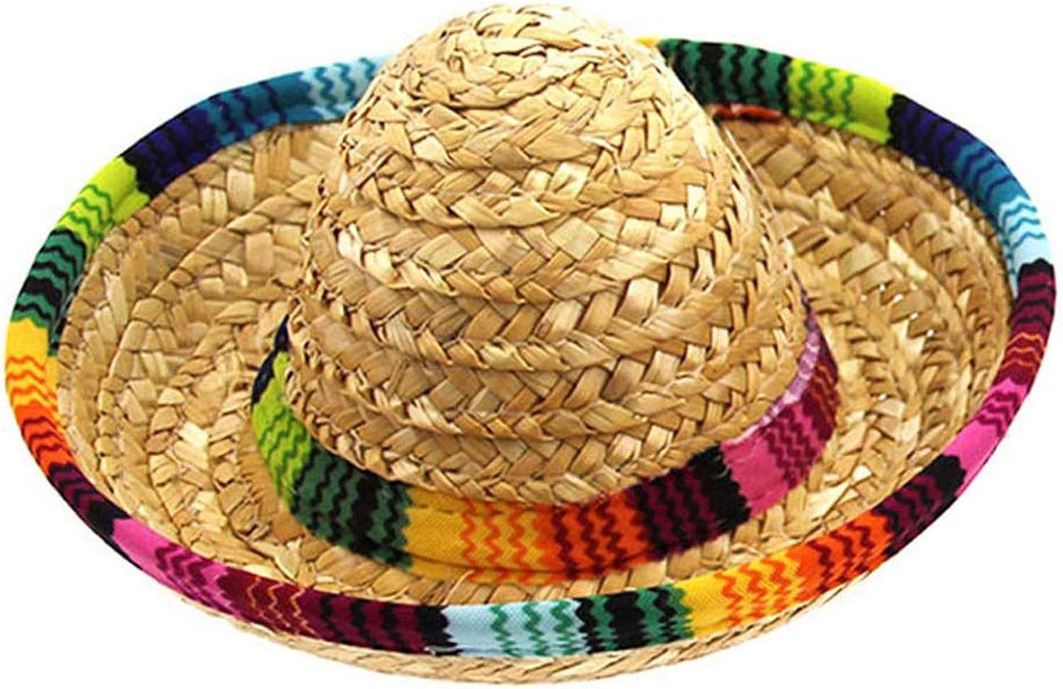 Kitatayi Dog Sombrero Hat, Mini Straw Sombrero Hats Mexican Hats Sombrero Party Hats for Small Pets/Puppy/Cat (Cotton Band) : Pet Supplies