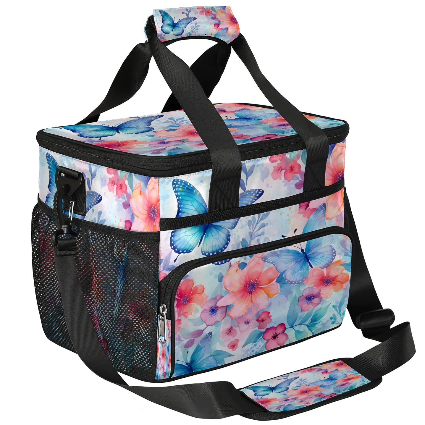 Lunch Box for Men Heavy Duty Insulated Lunch Bag for Women Flower Blue Butterfly Lunchbox for Adults Lunch