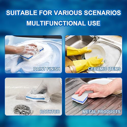 Miniatura 7 de Esponja de melamina mejorada, paquete de 20 borradores de esponja mágicos de alta calidad de densidad 3X, extra gruesos, más duraderos, almohadillas