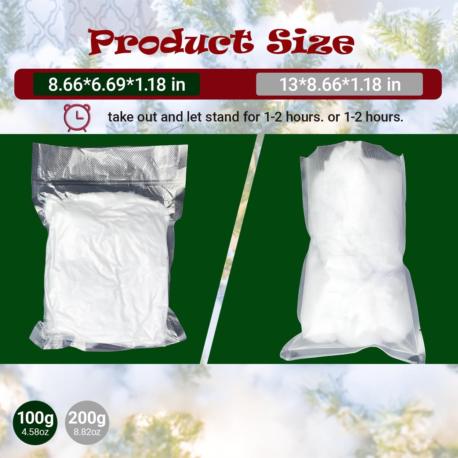 Fake Snow Decor Artificial Snow 0.22Pounds Flame Fluffy Resistant Indoor Decoration Fake White Snow Winter Mantle Decor Christmas Tree (0.22, Pounds)