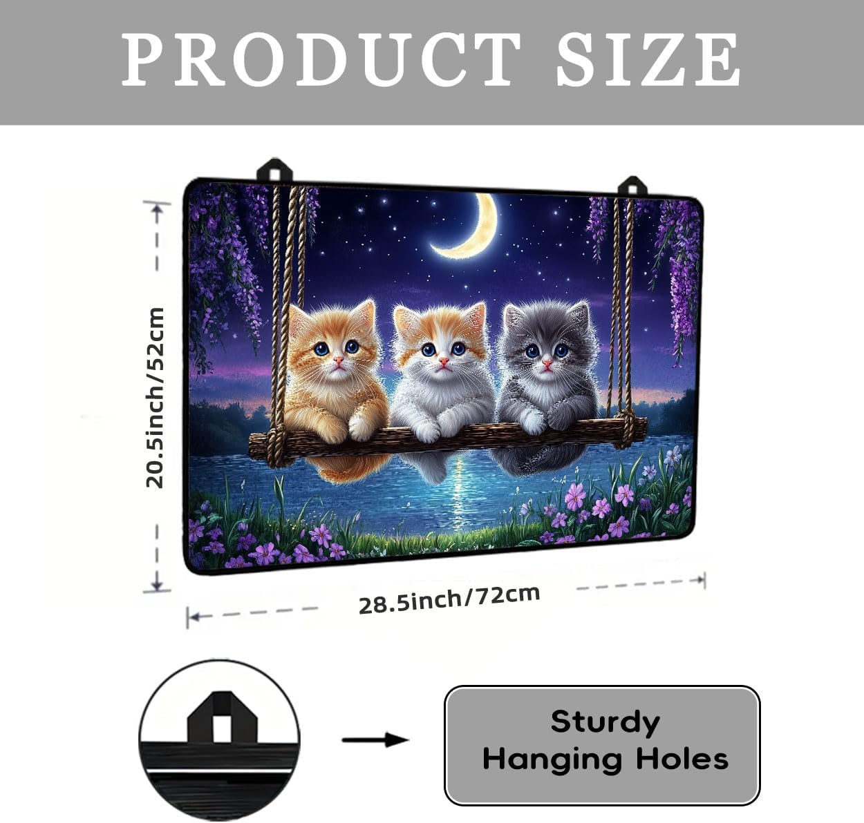 Cute Kitten Electric Stove Top Cover Protector,Moonlight Lake Stove Top Covers for Gas Burners,Lavender Cooktop Mat for Ceramic Glass Cooktop Protector,Glass Top Stove Cover