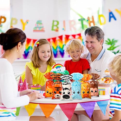 Miniatura 7 de 120 bolsas de golosinas para fiesta de animales de safari de la selva, bolsas de regalo de golosinas, bolsas de dulces de animales para selva,