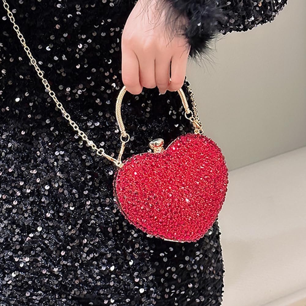 Heart Shaped Acrylic Clutch Purses Mini Purse Sparkling Rhinestone Handbag Clutch - Image 4