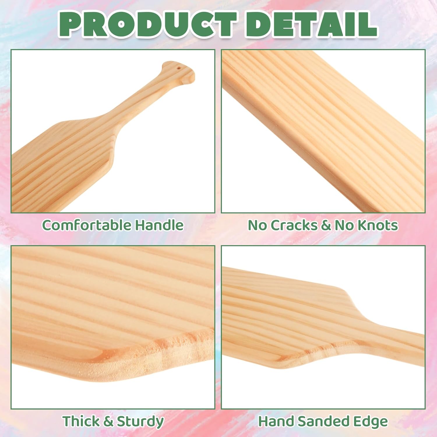 DAJAVE 10 Pack 15 Inch Unfinished Wooden Paddles, Solid Pine Paddle, Greek Sorority Paddles Natural Color Craft Wood Paddle for DIY Home Decoration and Craft Projects