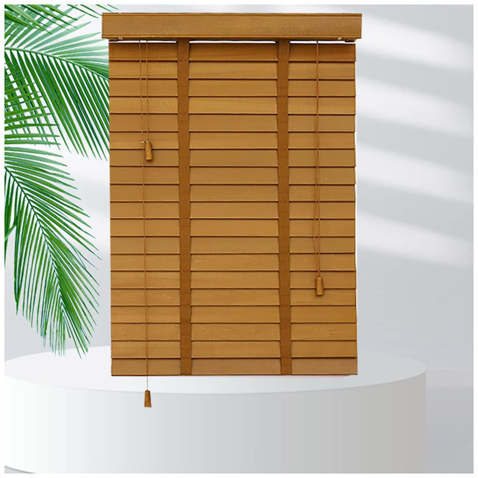 Brown Wooden Venetian Blinds, Horizontal Window Blinds, Solid Wood Blinds, Thermal Insulated Venetian Shades for Kitchen/office,WxH-90x160cm/35.5 x 63in