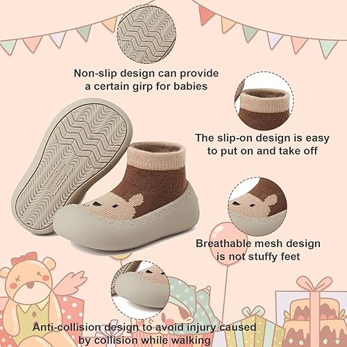 Miniatura 3 de Zapatos de calcetín de bebé para niños pequeños, suela de goma suave, antideslizante, para interiores, para niños y niñas