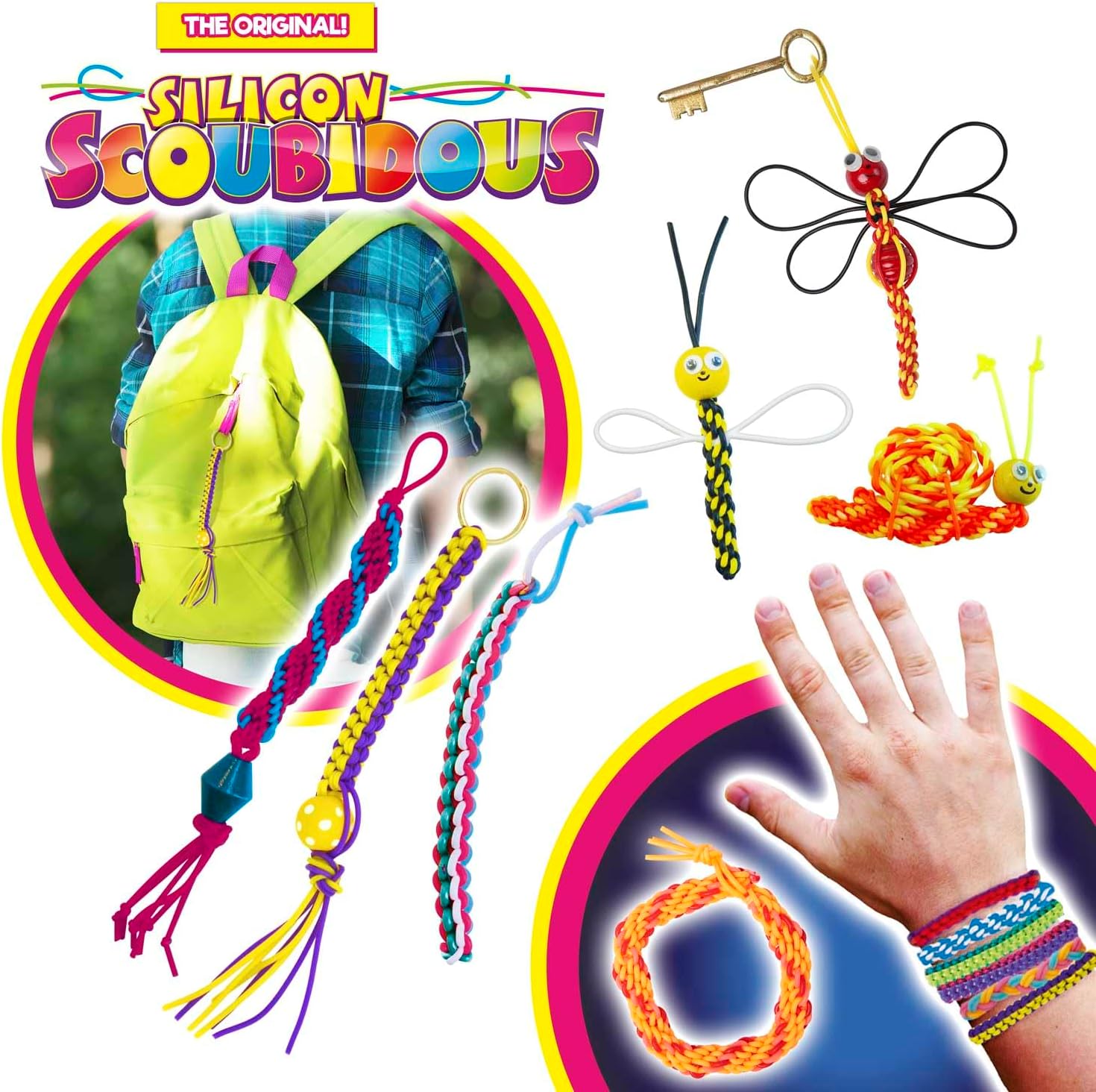 Craze Scoubidou Kit – Bag XXL Silicone Scoobies Strings Pack, 21m Scooby Strings in 14 Colours – Friendship Bracelet Maker & Crafts Kit, Loom Bands Boys and Girls image 2