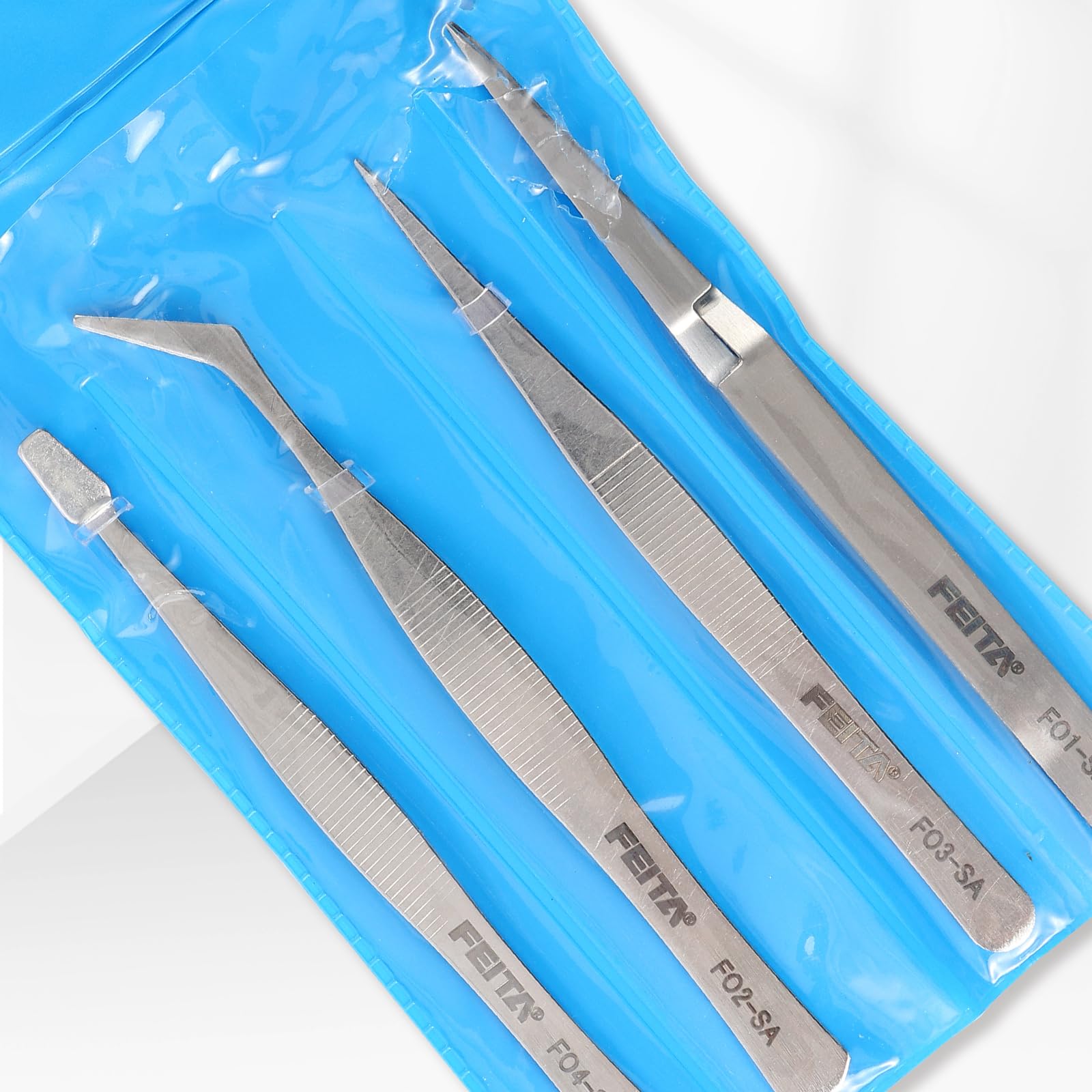 Präzisions-Hobby-Pinzetten-Set 4tlg. - FEITA Professionelle Edelstahl-Pinzette für die Herstellung von Handwerksschmuck