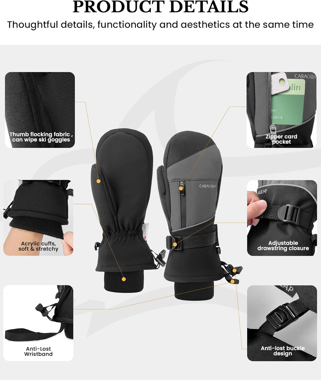 Winter Ski Mittens for Men Women Cold Weather- Warm Snow Mitts Gloves Waterproof & Windproof for Snowboard Snow Sports - Image 4