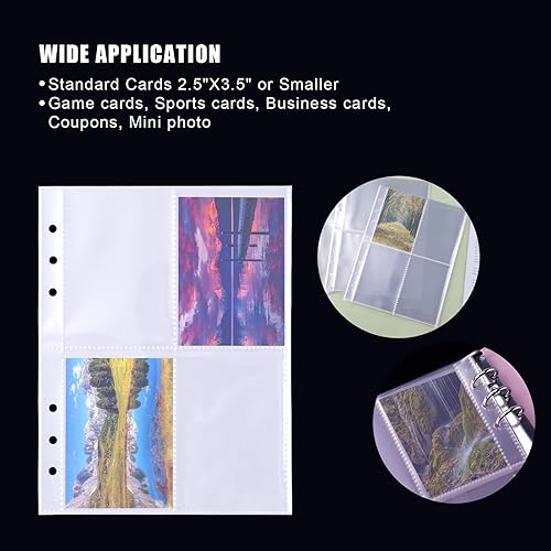Miniatura 6 de 60 bolsillos transparentes para carpeta 124 bolsillo de doble cara 6 anillas fundas para tarjetas de fotos fundas para carpetas A5 recambio para
