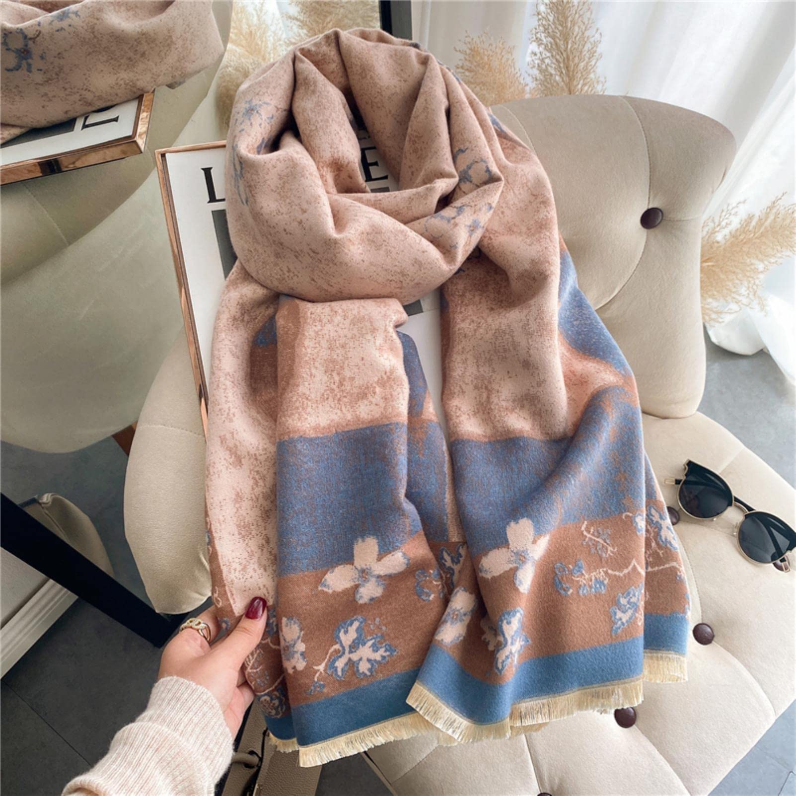URYYRIT Foulard Écharpe Cachemire Chaude Dames Imprimer Un Châle De Couverture Hivernale Épaisse Et Envelopper Pashmina 180 * 65 Cm Femmes-Wyt150-1