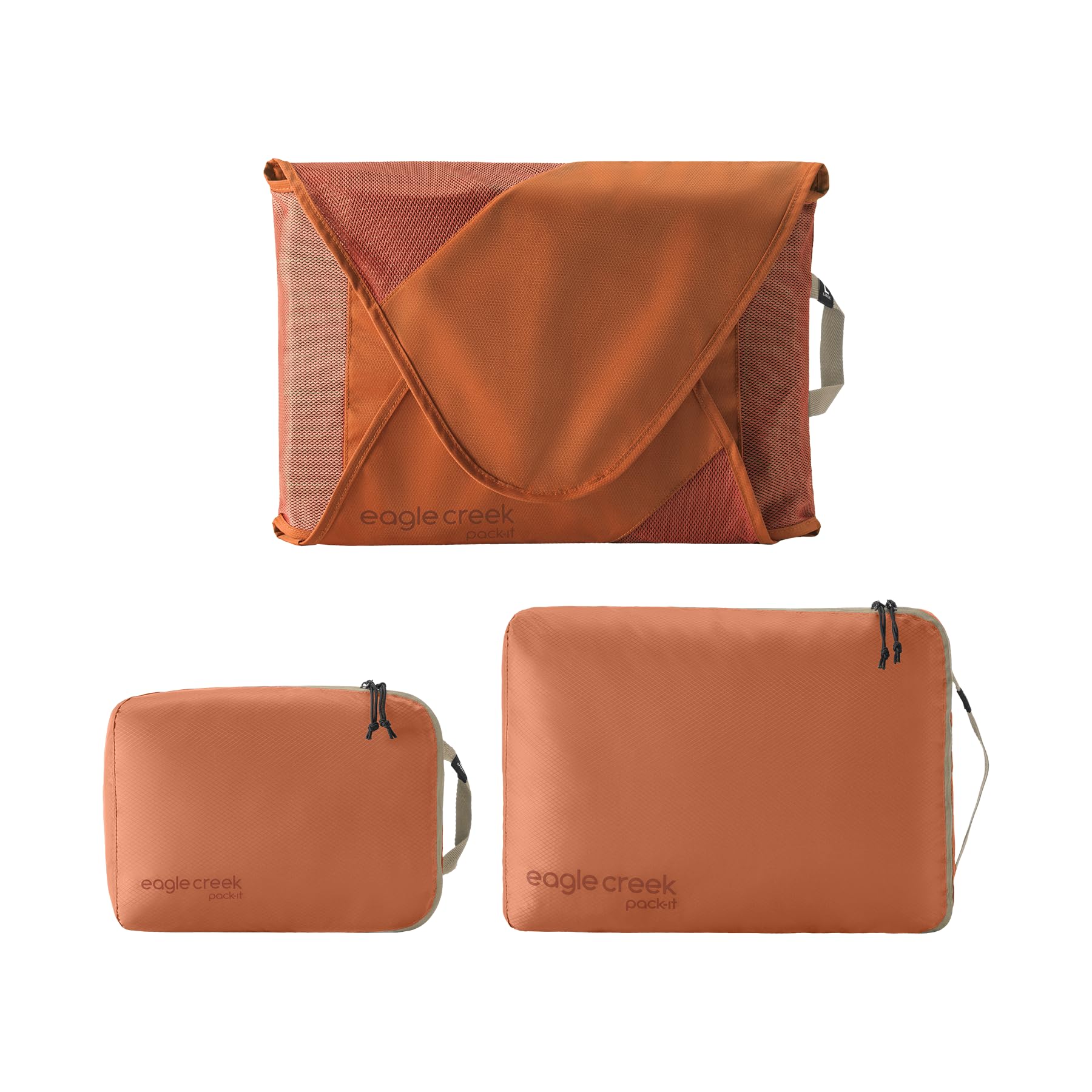 Eagle Creek Pack-It Starter Set - Includes S Isolate Cube, M Isolate Cube & L Pack-It Reveal Garment Folder - Lightweight Travel & Storage Essentials - Mandarin
