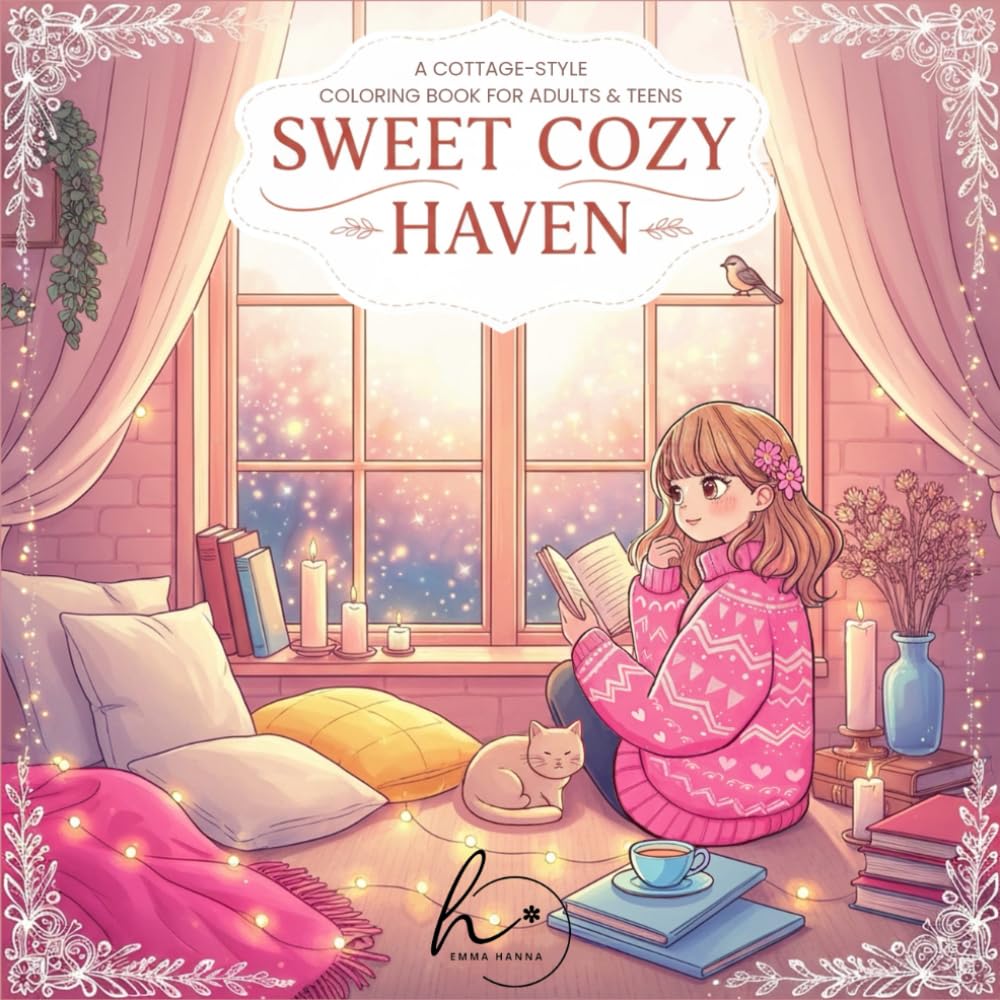 Sweet Cozy Haven: A Cottage-Style Coloring Book for Adults & Teens: Charming Homes, Dreamy Rooms & Peaceful Hygge Corners to Color & Relax