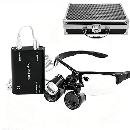 3.5X Dental Loupes with Integrated LED Light - Binocular Magnifier Headlight for Surgical Procedures, Filter Included (001)